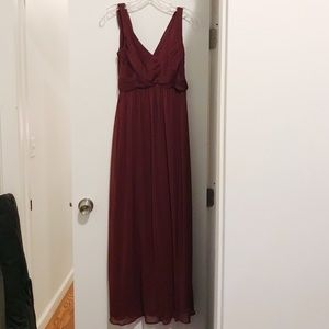 David’s Bridal bridesmaid cowl back dress, 4, Wine